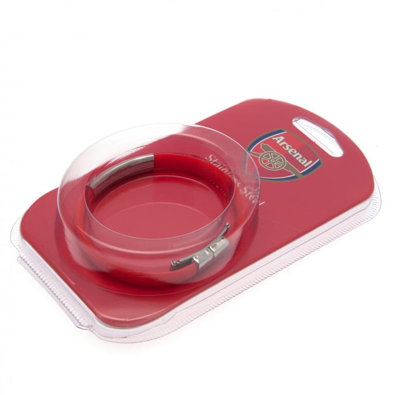 Arsenal FC Colour Silicone Bracelet - Red Flexi Club Crest Stainless Steel Clasp