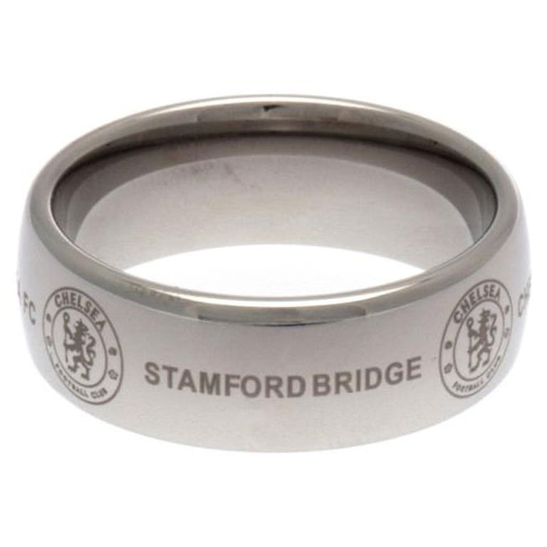 Chelsea FC Super Titanium Ring - Engraved Chelsea Crest, Ultra Scratch Resistant Football Jewelry