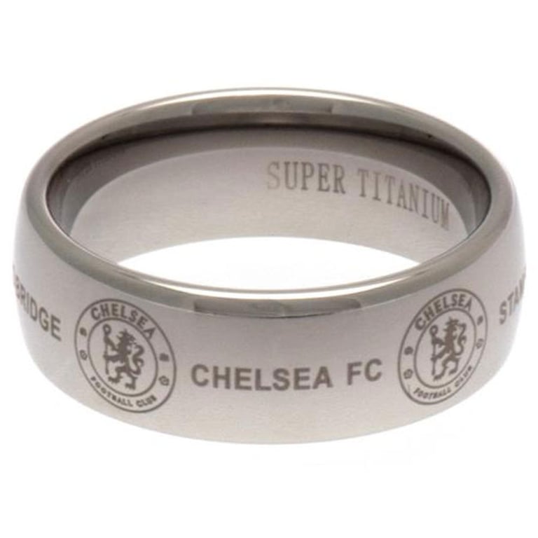 Chelsea FC Super Titanium Ring - Engraved Chelsea Crest, Ultra Scratch Resistant Football Jewelry