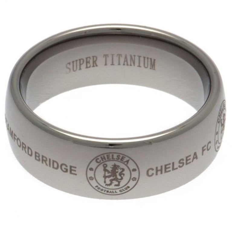 Chelsea FC Super Titanium Ring - Engraved Chelsea Crest, Ultra Scratch Resistant Football Jewelry