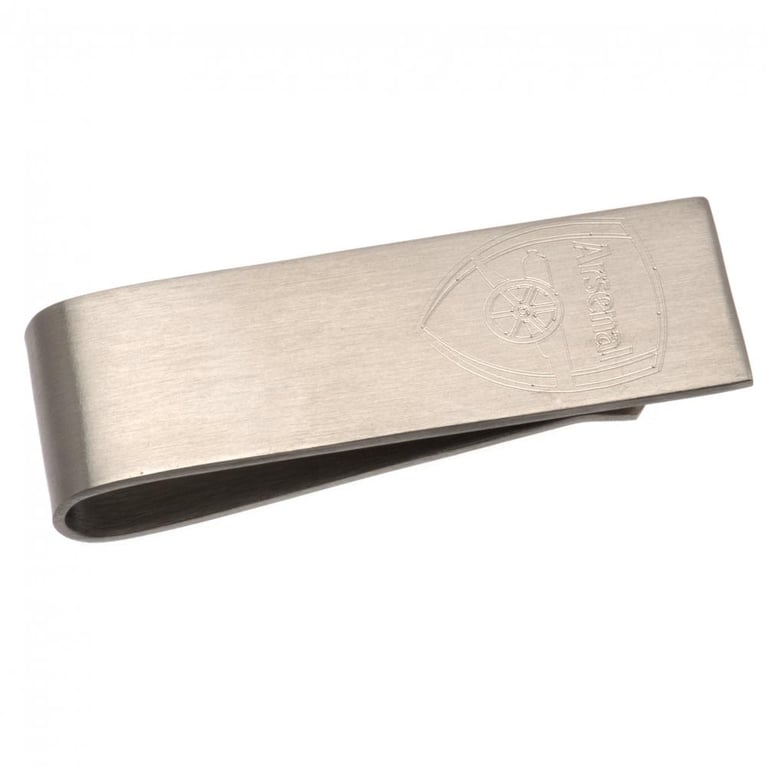 Arsenal FC Stainless Steel Money Clip with Brushed Satin Finish and Engraved Crest