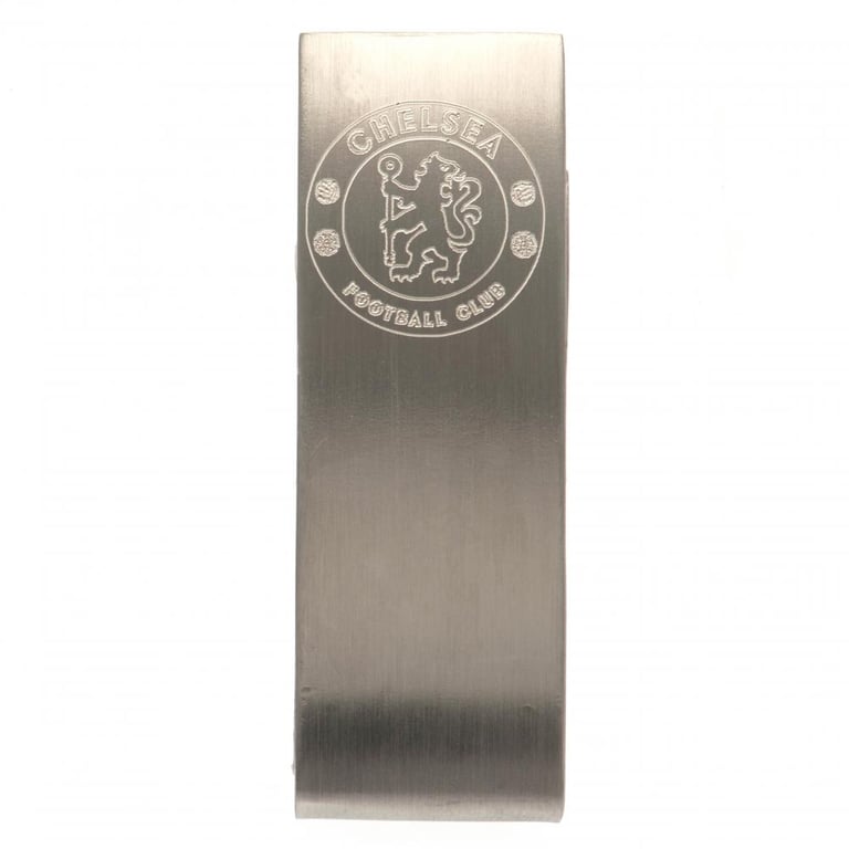 Chelsea FC Stainless Steel Brushed Satin Money Clip - Official Crest Engraved Cash and Card Holder