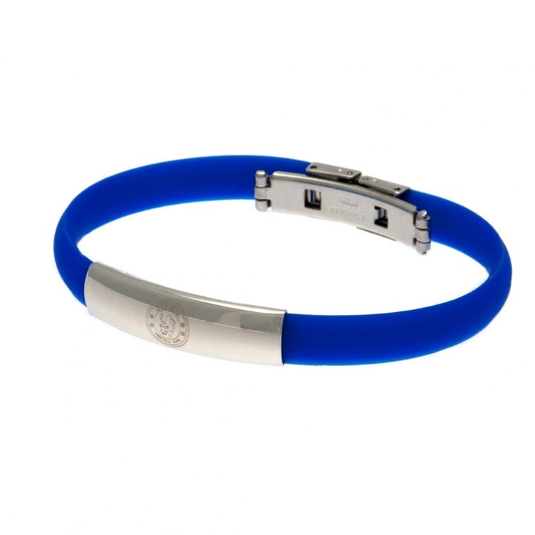 Chelsea FC Royal Blue Silicone Club Crest Bracelet with Stainless Steel Clasp