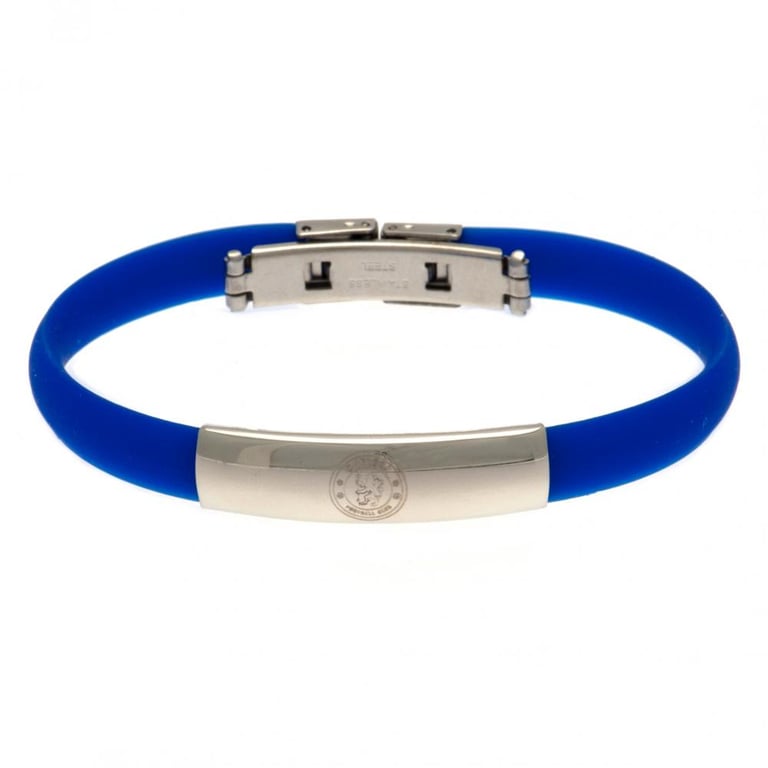 Chelsea FC Royal Blue Silicone Club Crest Bracelet with Stainless Steel Clasp