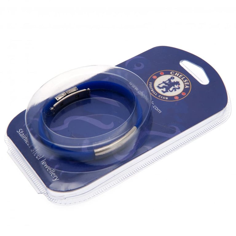 Chelsea FC Royal Blue Silicone Club Crest Bracelet with Stainless Steel Clasp