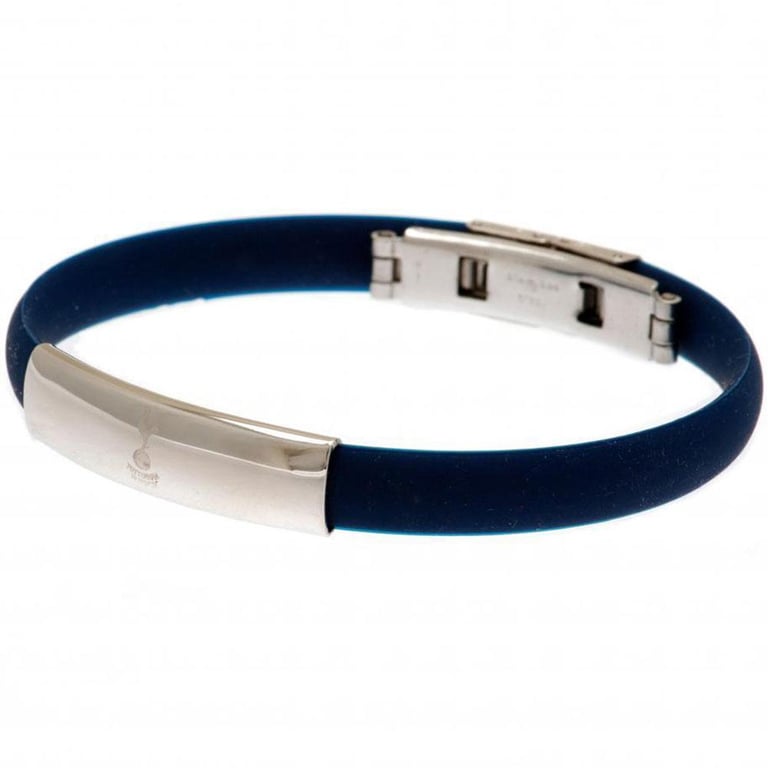 Tottenham Hotspur FC Silicone Club Crest Navy Blue Bracelet with Stainless Steel Clasp