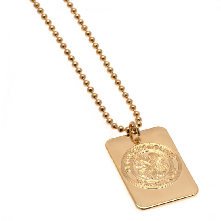 Celtic FC Gold Plated Embossed Club Crest Dog Tag & Chain