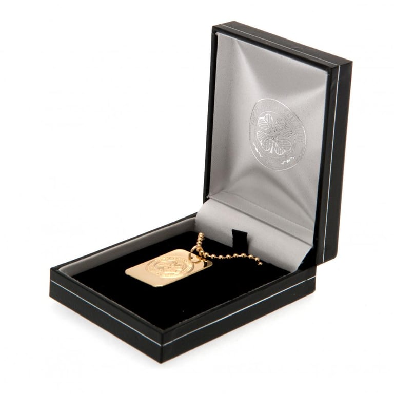 Celtic FC Gold Plated Embossed Club Crest Dog Tag & Chain