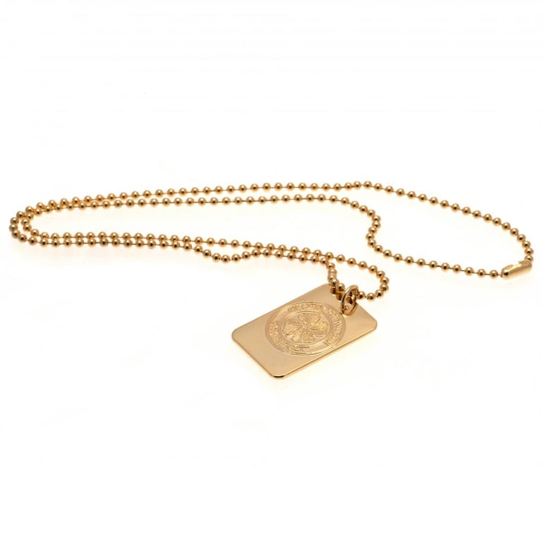 Celtic FC Gold Plated Embossed Club Crest Dog Tag & Chain