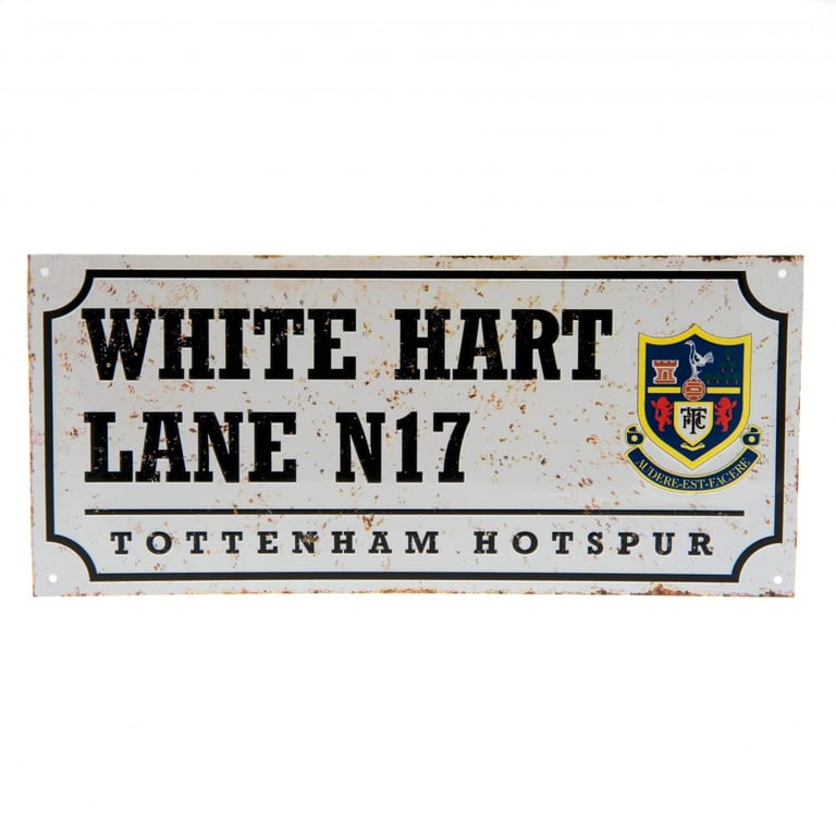 Tottenham Hotspur FC Retro Metal Wall Sign - White Hart Lane N17 Road Sign Decoration