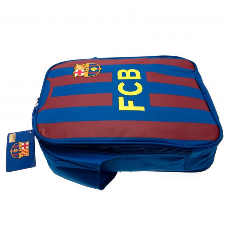 FC Barcelona Home Shirt Design Double Zipped Lunch Bag with Carry Handle and Name Tag