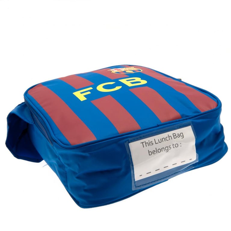 FC Barcelona Home Shirt Design Double Zipped Lunch Bag with Carry Handle and Name Tag
