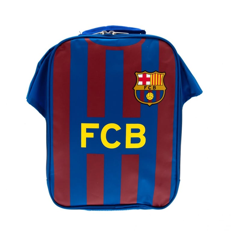 FC Barcelona Home Shirt Design Double Zipped Lunch Bag with Carry Handle and Name Tag
