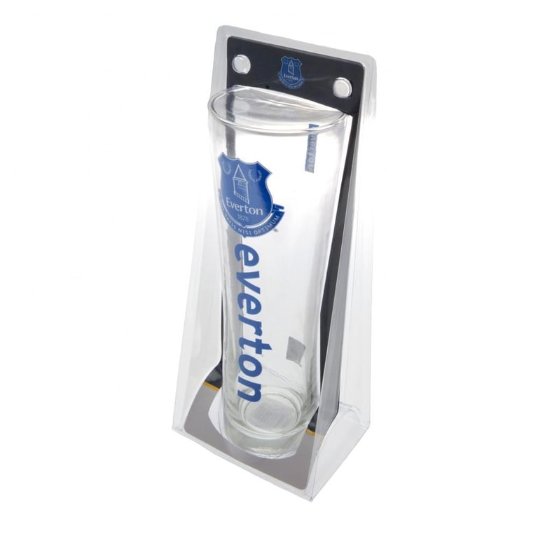 Everton FC Tall Pilsner Beer Glass with Royal Blue Crest and Club Text