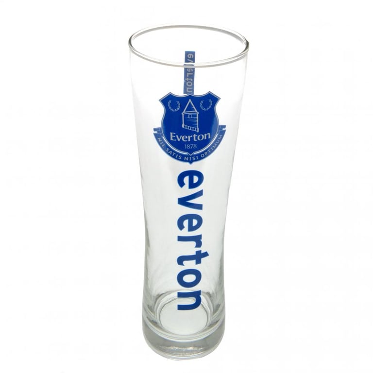 Everton FC Tall Pilsner Beer Glass with Royal Blue Crest and Club Text