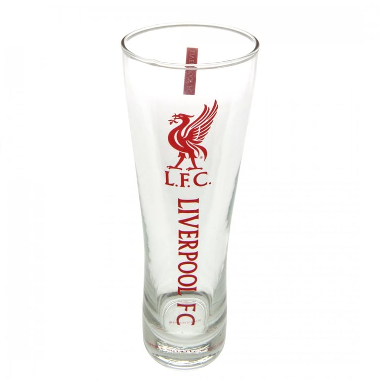 Liverpool FC Tall Pilsner Style Beer Glass with Liverbird Crest and Red Text