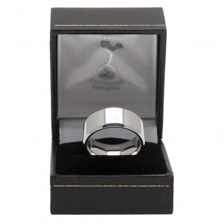 Tottenham Hotspur FC Stainless Steel Engraved Band Ring - Chrome Finish Club Crest Edition