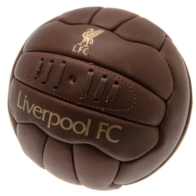 Liverpool FC Genuine Leather Retro Heritage Football - 18 Panel Stitched Ball