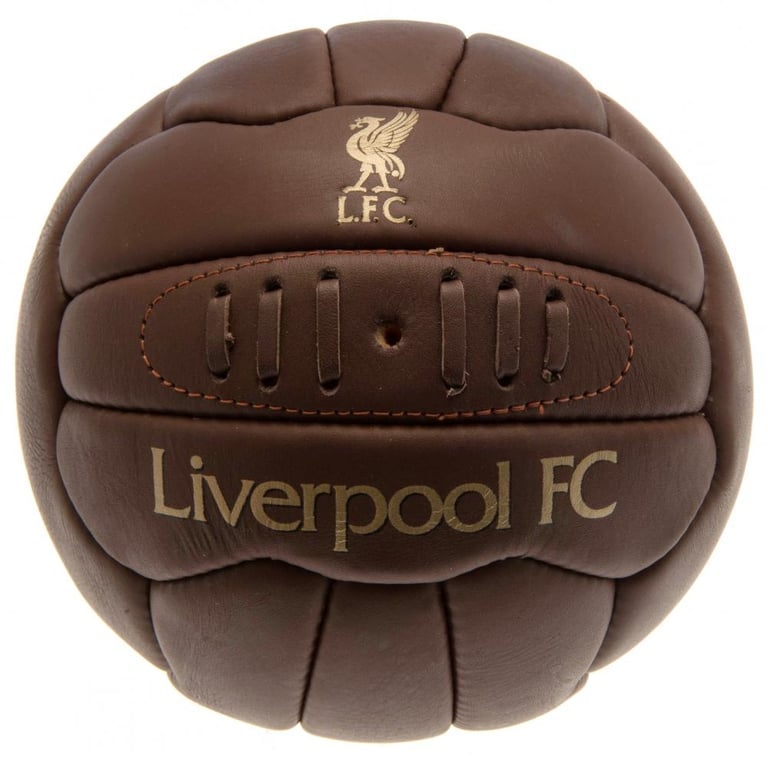 Liverpool FC Genuine Leather Retro Heritage Football - 18 Panel Stitched Ball