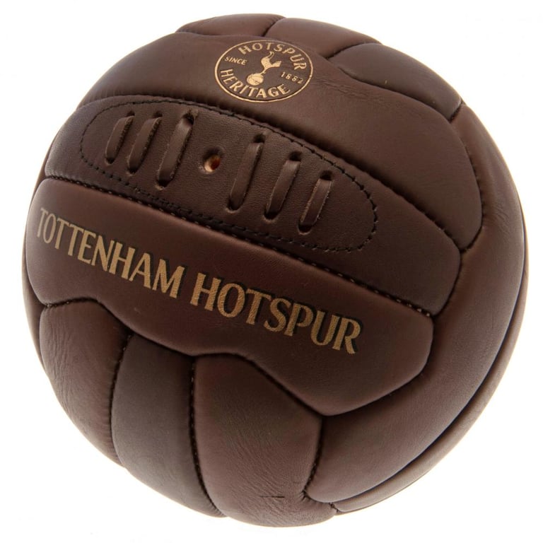 Genuine Leather Tottenham Hotspur FC Heritage Football - 18 Panel Retro Style Ball with Gold Debossed Print