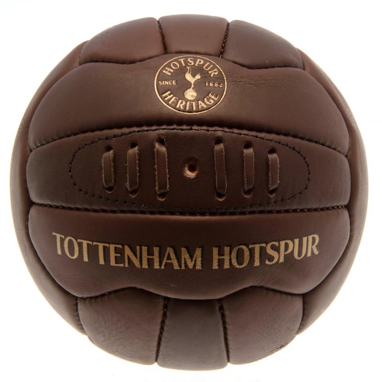 Genuine Leather Tottenham Hotspur FC Heritage Football - 18 Panel Retro Style Ball with Gold Debossed Print