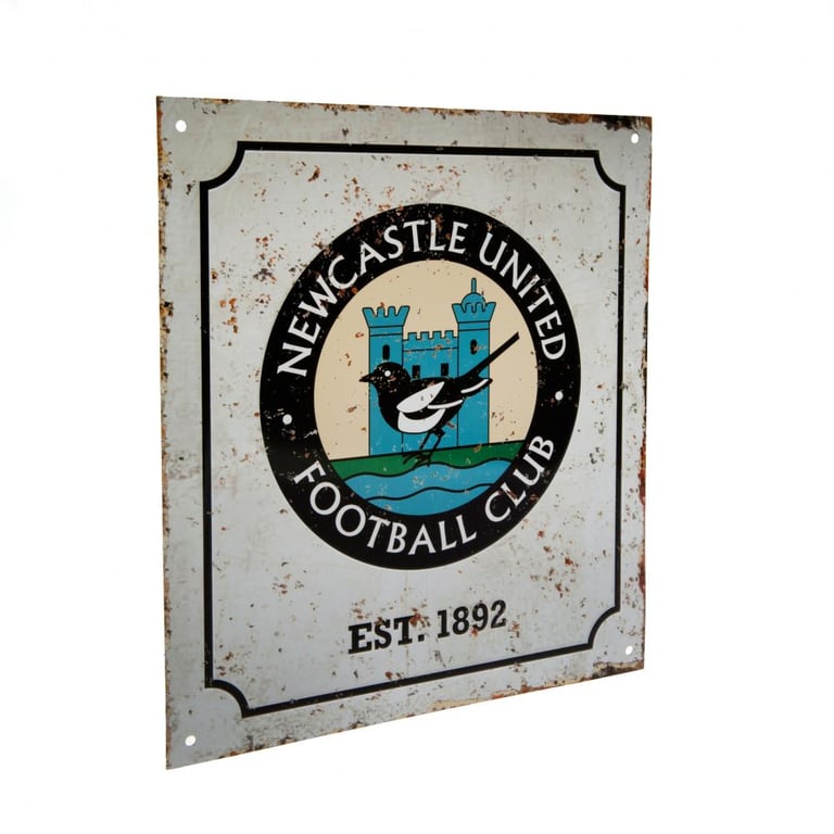 Newcastle United FC Retro Logo Metal Sign - Vintage Crest and Club Established Date Wall Decoration