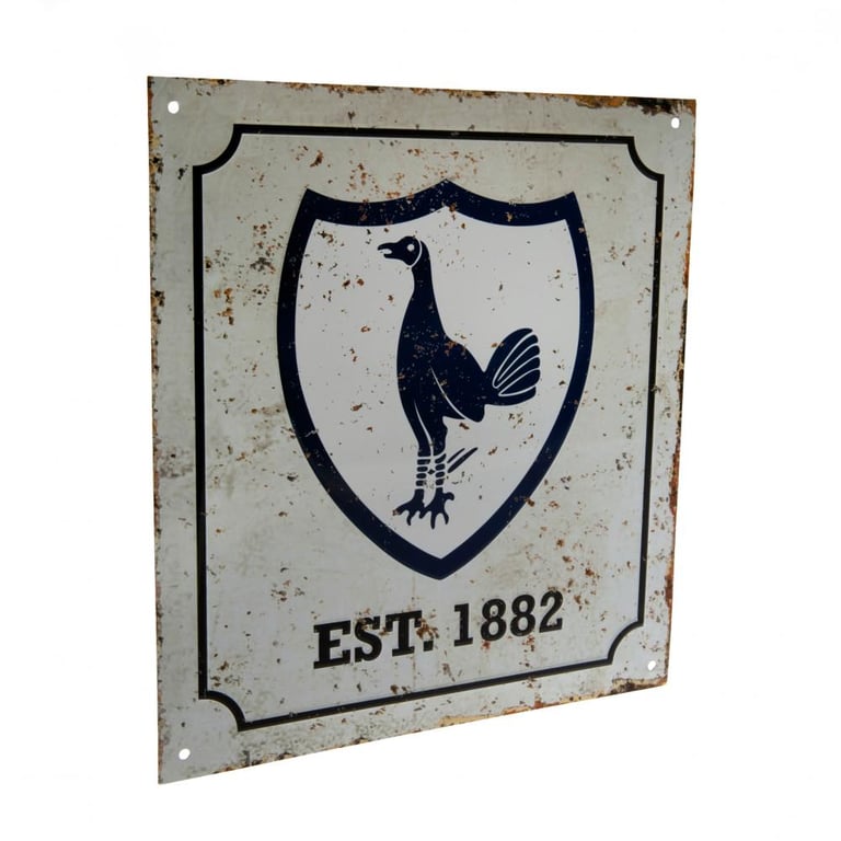 Tottenham Hotspur FC Retro Logo Metal Wall Sign - Vintage Crest Decoration