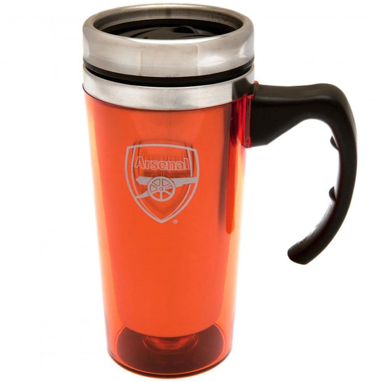 Arsenal FC Stainless Steel Double-Walled Thermal Travel Mug - Ergonomic Handle & Insulated Coffee Cup