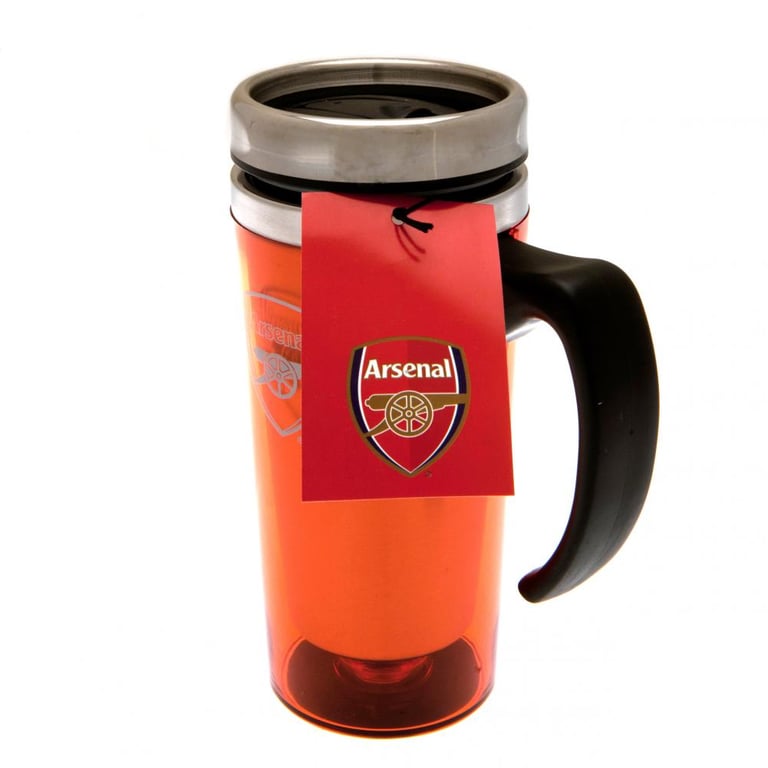 Arsenal FC Stainless Steel Double-Walled Thermal Travel Mug - Ergonomic Handle & Insulated Coffee Cup