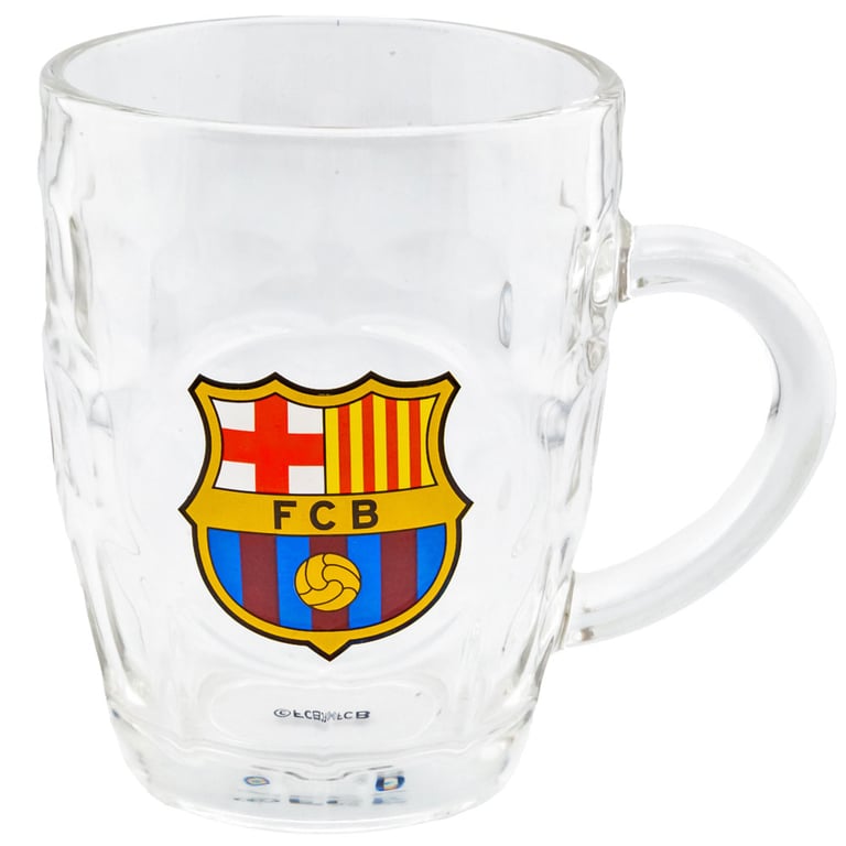 FC Barcelona Dimpled Pint Glass Tankard with Club Crest and FCB Detail