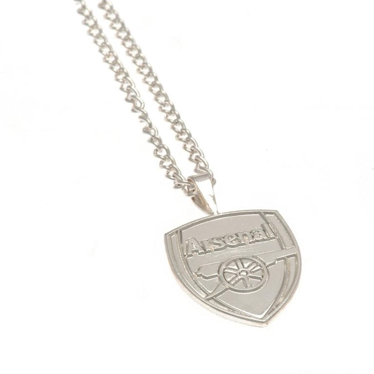 Arsenal FC Silver Plated Pendant Necklace with Large Crest and Lobster Clasp