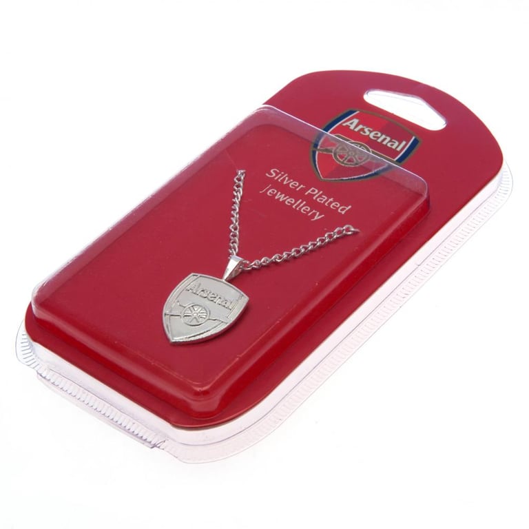 Arsenal FC Silver Plated Pendant Necklace with Large Crest and Lobster Clasp