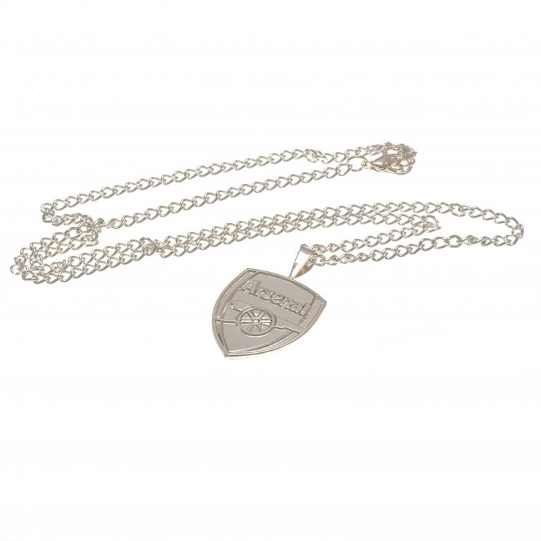 Arsenal FC Silver Plated Pendant Necklace with Large Crest and Lobster Clasp