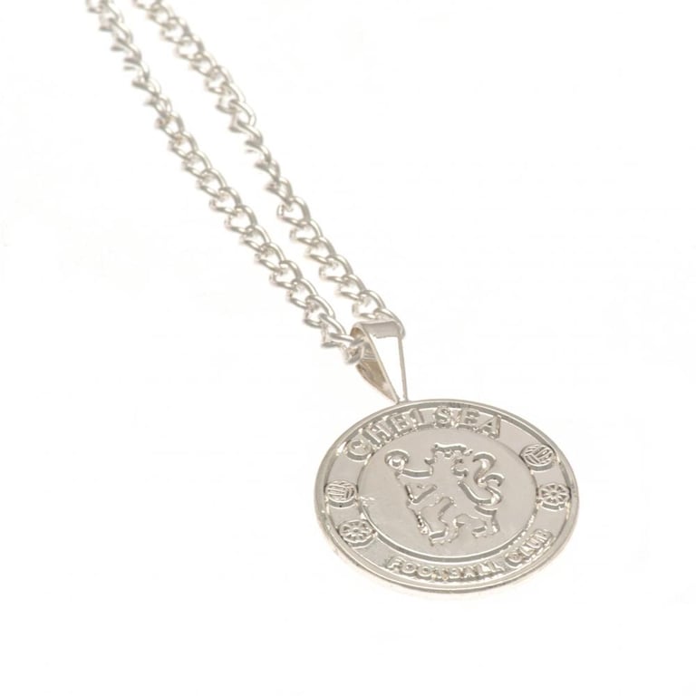 Chelsea FC Silver Plated Pendant & Chain XL - Large Crest Necklace with Lobster Clasp