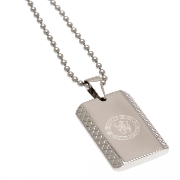 Stainless Steel Chelsea FC Crest Engraved Dog Tag & Chain