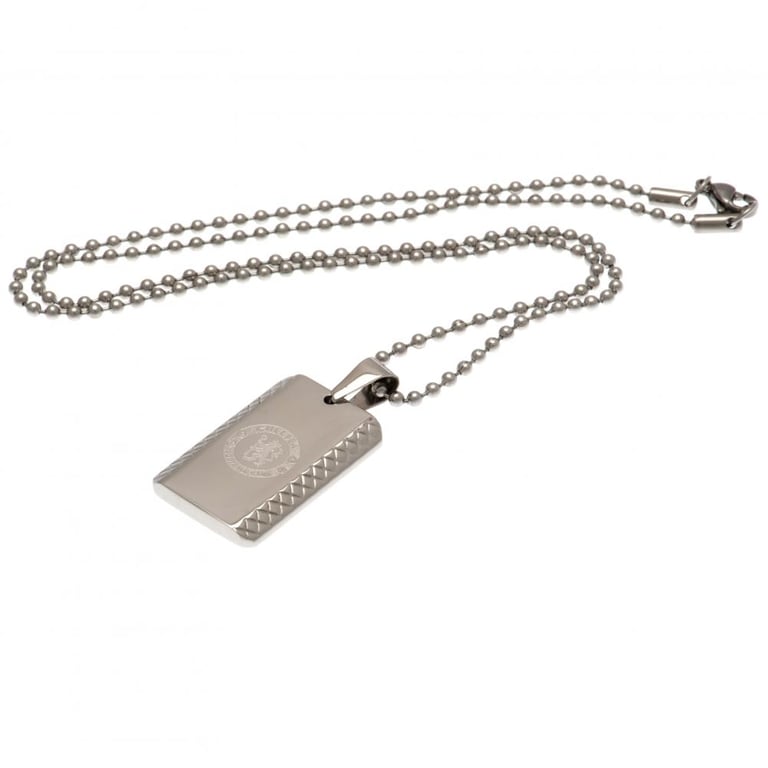 Stainless Steel Chelsea FC Crest Engraved Dog Tag & Chain