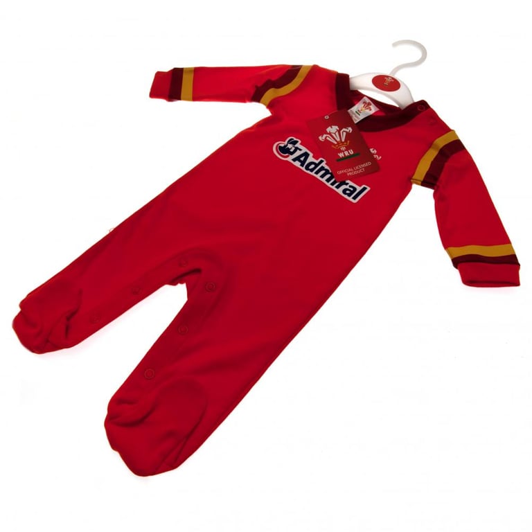 Wales Rugby Baby Sleepsuit 12-18 Months, Soft Cotton Design with Press Stud Fastening