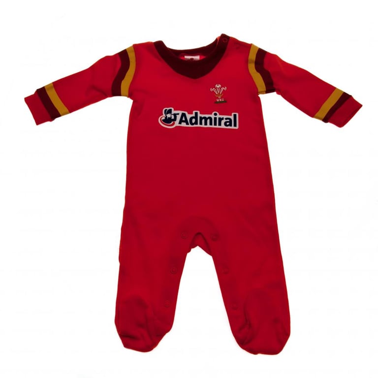 Wales Rugby Baby Sleepsuit 12-18 Months, Soft Cotton Design with Press Stud Fastening