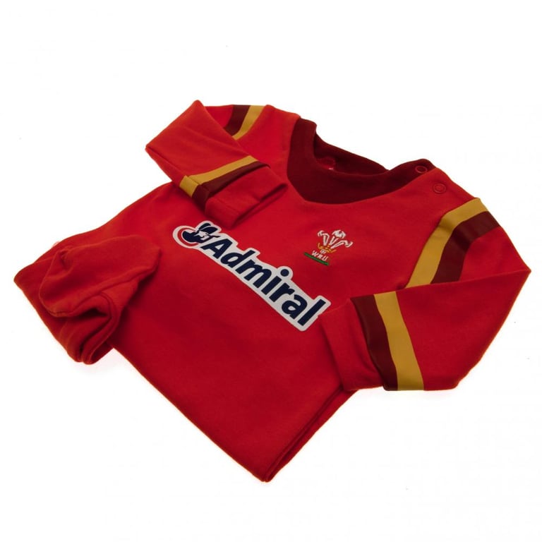 Wales Rugby Baby Sleepsuit 12-18 Months, Soft Cotton Design with Press Stud Fastening