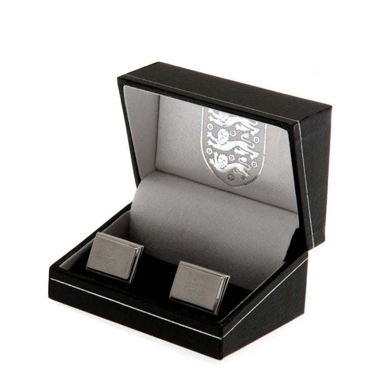 England FA Stainless Steel Cufflinks - Brushed Satin Finish with England Crest Engraving