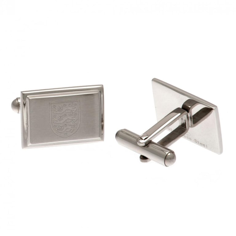 England FA Stainless Steel Cufflinks - Brushed Satin Finish with England Crest Engraving