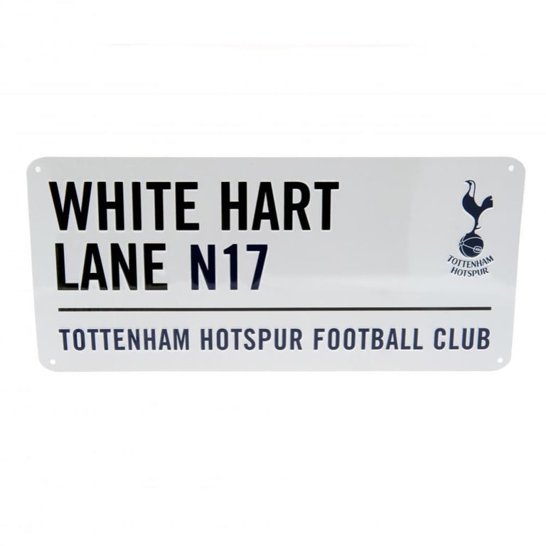 Tottenham Hotspur FC White Street Sign - Metal Wall Art with Gloss Finish