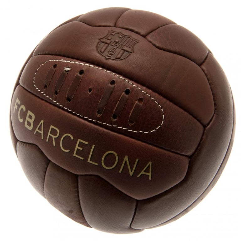 Genuine Leather FC Barcelona Retro Heritage Football - 18 Panel Crest Ball