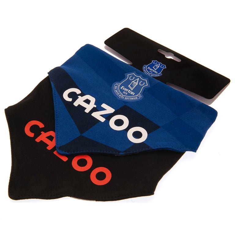 Everton FC 2 Pack Cotton Bibs with Contrast Design and Press Stud Fastening