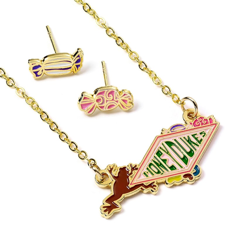 Harry Potter Honeydukes Gold Plated Necklace & Earrings Set