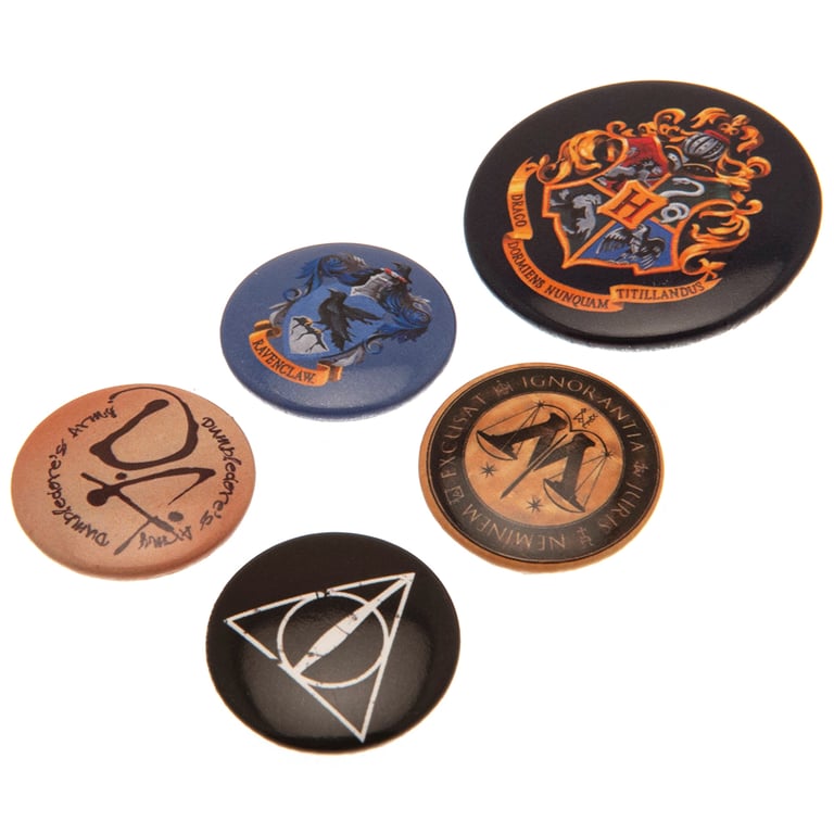 Harry Potter Hogwarts Button Badge Set - Official Wizarding World Accessories