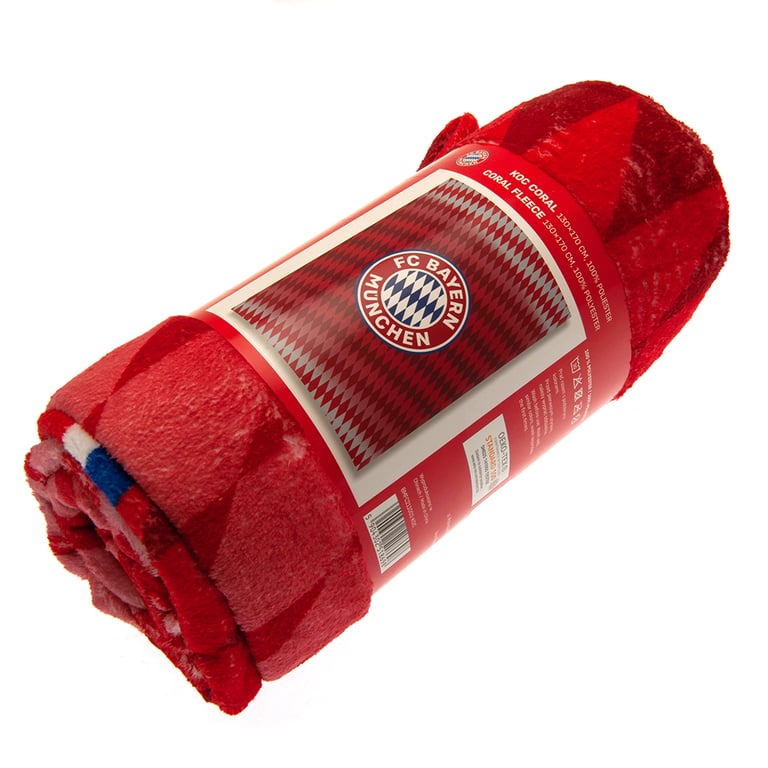 FC Bayern Munich Multitone Red Fleece Crest Blanket - Soft Warm Home Decor