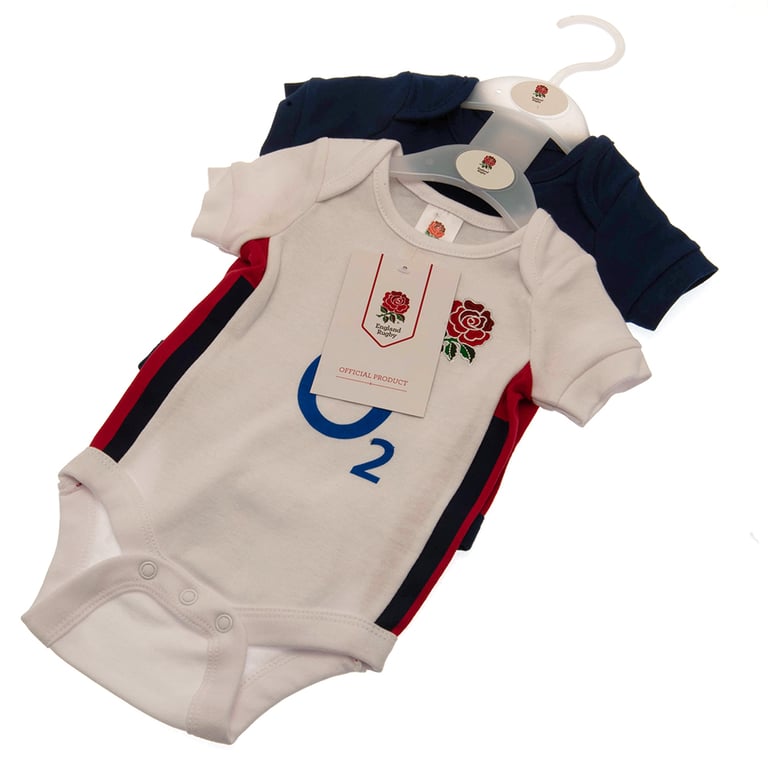 England RFU Home & Away Kit Twin Pack 12-18 Months Embroidered Crest Soft Cotton Bodysuit