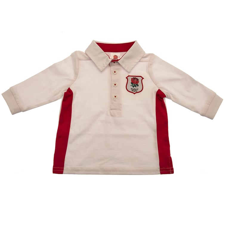 England RFU Rose Design 100 Cotton Rugby Jersey for Kids (6-9 Mths) - Soft & Comfortable Fit