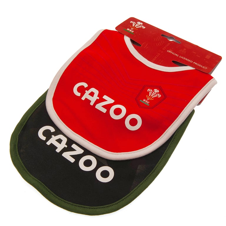 Wales RU 2 Pack Soft Baby Bibs with Woven Crest and Press Stud Fastening - 100 Cotton
